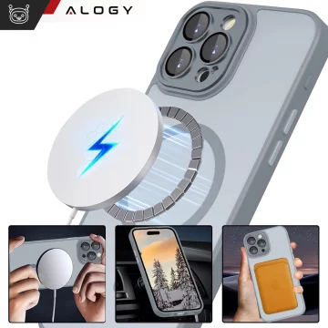 3-in-1-Hybrid-Schutzhüllen-Set mit 2 Displayschutzfolien aus gehärtetem Glas für Apple iPhone 16 Pro Max, MagSafe Hybrid-Schutzhülle mit Linsenschutz, Alogy 3-in-1-Hüllen-Set, Titangrau