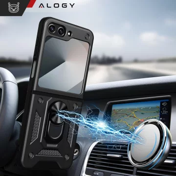 Pouzdro na iPhone 14 Pro Mag Safe Matt Case Cover matné Alogy Ring obrněné pouzdro na telefon černé