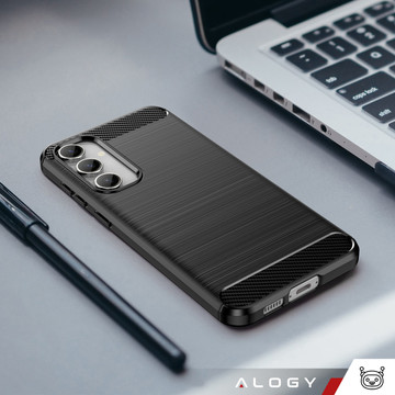 Case for Samsung Galaxy S23 FE armored back phone cover case Alogy Carbon Silicone black