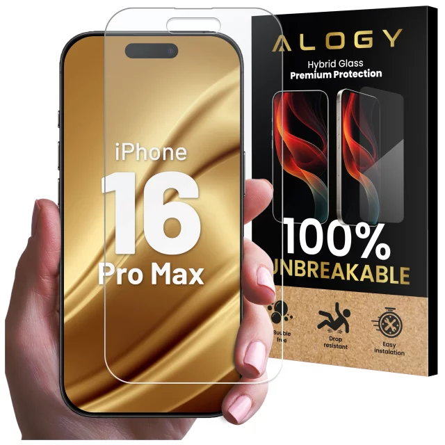 Ochranné sklo Alogy Flexi Full Glass 9H pro Apple iPhone 16 Pro Max hybrid, ploché, celoplošné