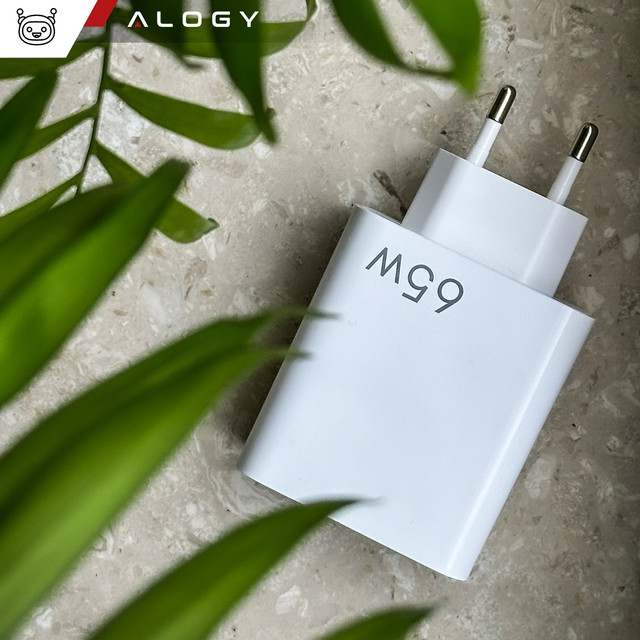 Rychlé USB-A QC 3.0 Quick Charge USB-C PD 33W 65W nástěnná nabíječka Alogy White