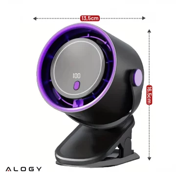Schreibtischventilator, Standventilator, kleiner Umwälzventilator mit Clip, kabelloser Handventilator, 500 mAh, USB-C, Alogy White