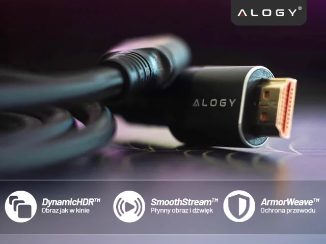 Kabel HDMI 2.1 Alogy 2m 8K PREMIUM ULTRA High Speed 60Hz 48GBps Czarny