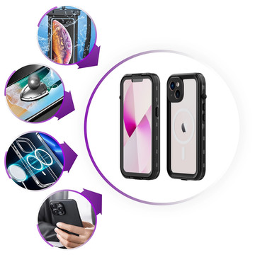 Alogy Waterproof Case IP68 Case with Clear Back 360 Armor Case for MagSafe for Apple iPhone 14