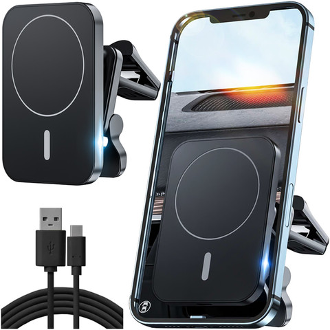 Car holder with Qi charger for MagSafe Alogy for grille 15W Black