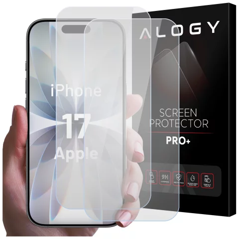 2x Szkło Hartowane Ochronne 9H do Apple iPhone 17, Wzmocnione i Odporne na Zarysowania, Łatwy Montaż Bez Bąbelków, Alogy Heavy Pro+™ – Przezroczyste