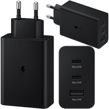 Rychlá 65W nabíječka do zdi 2x USB-C typ C PD USB-A USB Alogy 3 porty silné černé pouzdro