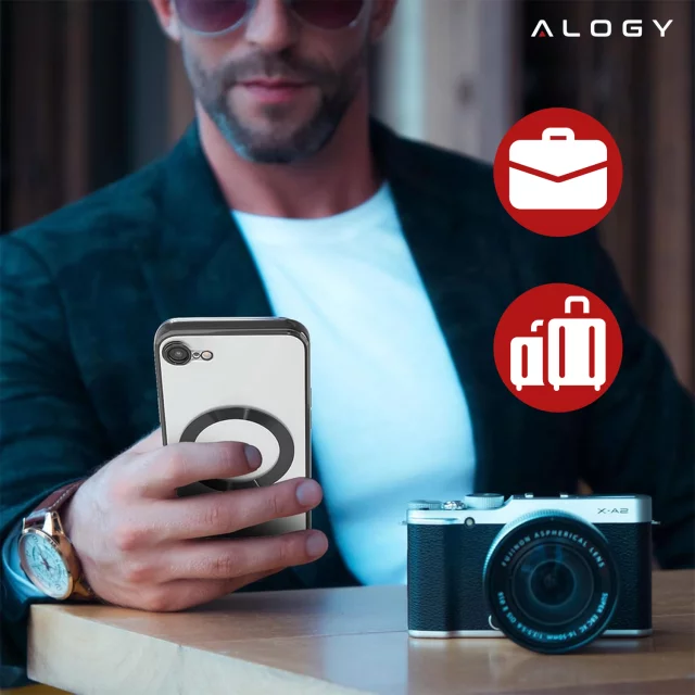 Pouzdro MagSafe pro Apple iPhone 16 Pro Max Alogy Glamour Pouzdro luxusního prstenu zlaté-průhledné