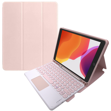 Magnetic Alogy Bluetooth-Tastatur-Federmäppchen für Apple iPad 10.2 2019/2020/2021 7/8 / 9Gen Pink