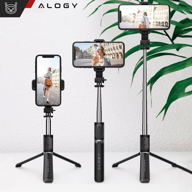Alogy Selfie Stick Držák na telefon Foto stativ Stativ 103 cm Bluetooth dálkové ovládání černý