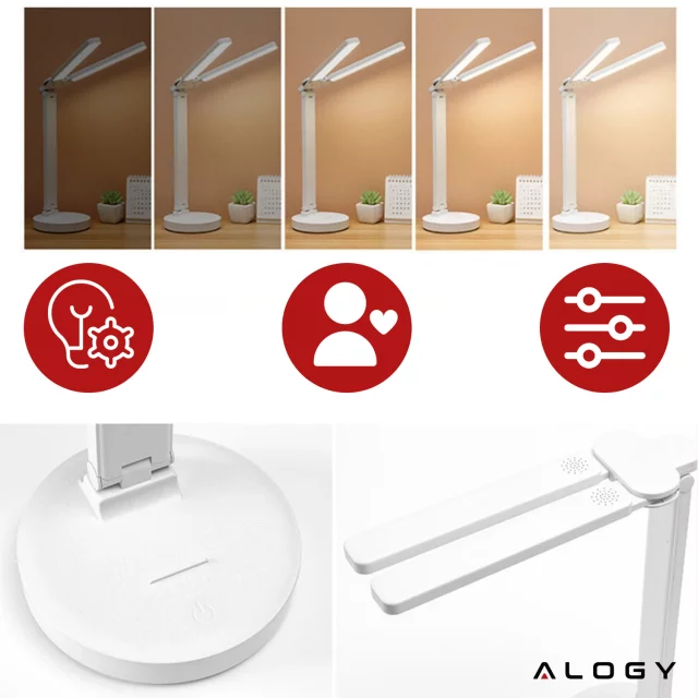 Lamp Alogy double LED desk lamp standing on the desk with a battery school draftsman White
