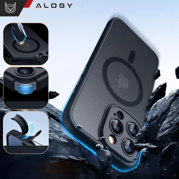 Pouzdro pro Apple iPhone 12 Pro Alogy MagSafe Hybrid Matte Case Matný kryt s ochranou objektivu černé sklo