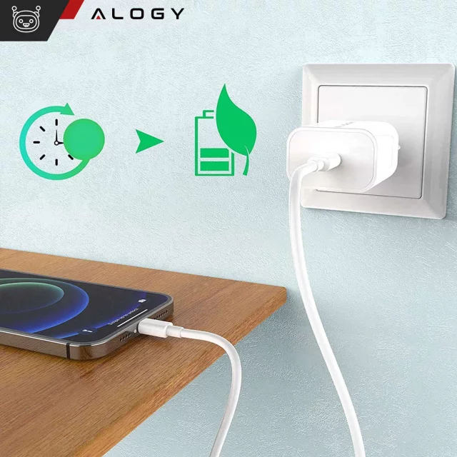Rychlá 30W USB-C nástěnná nabíječka USB typ C GaN PD pro iPhone Alogy kostka Bílá