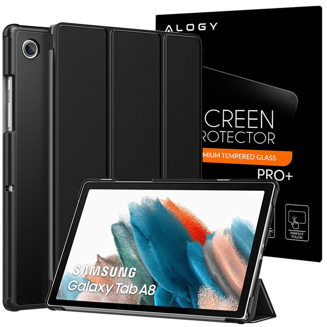 Alogy Book Cover Hülle für Samsung Galaxy Tab A8 2021 SM-X200 / SM-X205 Schwarzes Glas