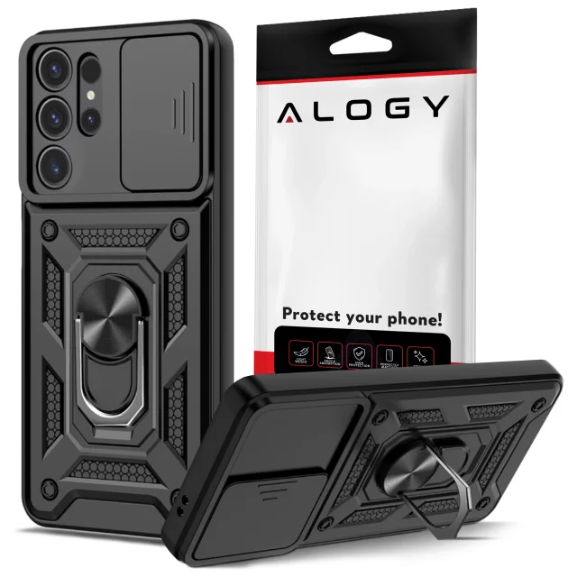 Case for Apple iPhone 16 armored Slide Case Ring camera protection housing Camshield Alogy black