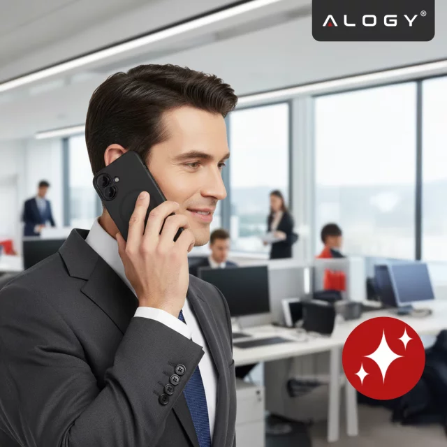 Pouzdro pro Apple iPhone 16 Pro Max Alogy MagSafe Hybrid Matte Case Matte Cover with Lens Protection Black