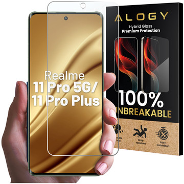 Hybridní sklo pro Realme 11 Pro 5G / Pro Plus Screen Protector Alogy Flexi Glass 9H Case Friendly Flat Screen Cover