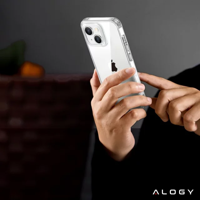 Armored Alogy Hybrid Case with Camera Cover for Apple iPhone 13 Transparent