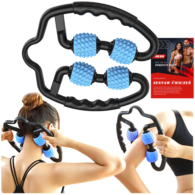 Körpermassagegerät Anti-Cellulite Manueller Muskelroller Alogy 4x Massageroller Universalroller Schwarz und Blau