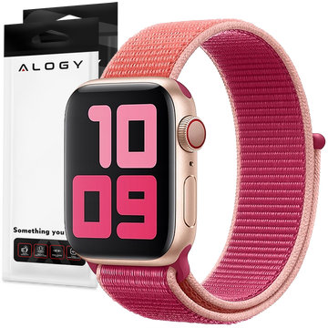 Alogy Nylon Strap with Velcro for Apple Watch 1/2/3/4/5/6/7/8/SE/Ultra (42/44/45/49mm) Pink