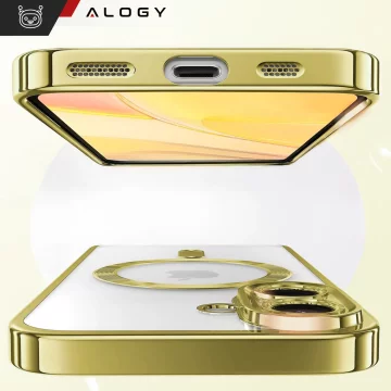 Case MagSafe Case for iPhone 16 Glamour Luxury Slim Ring Alogy case gold transparent