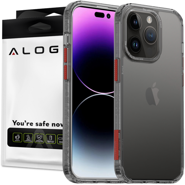Etui na telefon Alogy Protective Case obudowa ochronna do Apple iPhone 14 Pro Czarno-przezroczyste + Szkło