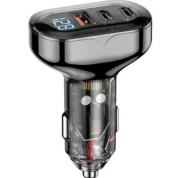 Car charger 2x USB-C C PD 36W USB QC 3.0 LED fast for phone, powerful 72W Alogy black