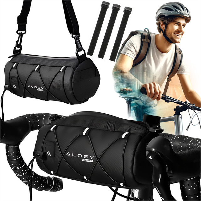 Torba rowerowa sakwa 2.5L uchwyt na rower kierownicę ramę saszetka etui pokrowiec 23.6x10.5x10cm (S) Alogy Sport czarna