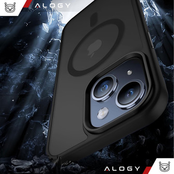 Case for iPhone 15 Plus MagSafe Matt Case Cover Matte Alogy Ring Armored Phone Case Black