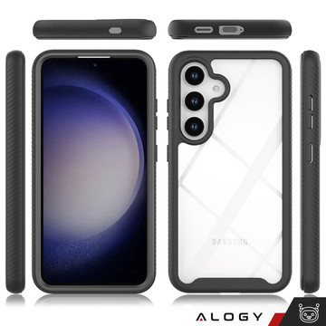 Schutzhülle für Samsung Galaxy S24, gepanzerte Abdeckung, Hydrogel-Displayschutzfolie, 360 Defense Pro Alogy, Schwarz