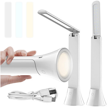 2in1 LED Desk Night Lamp Flashlight Wireless Touch Lamp 3 Modes Light Adjustment Alogy White