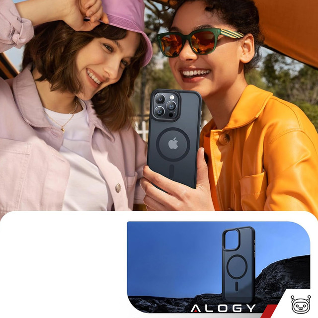 Case for iPhone 15 Pro MagSafe Matt Case Cover frosted Alogy Ring armored phone case Black