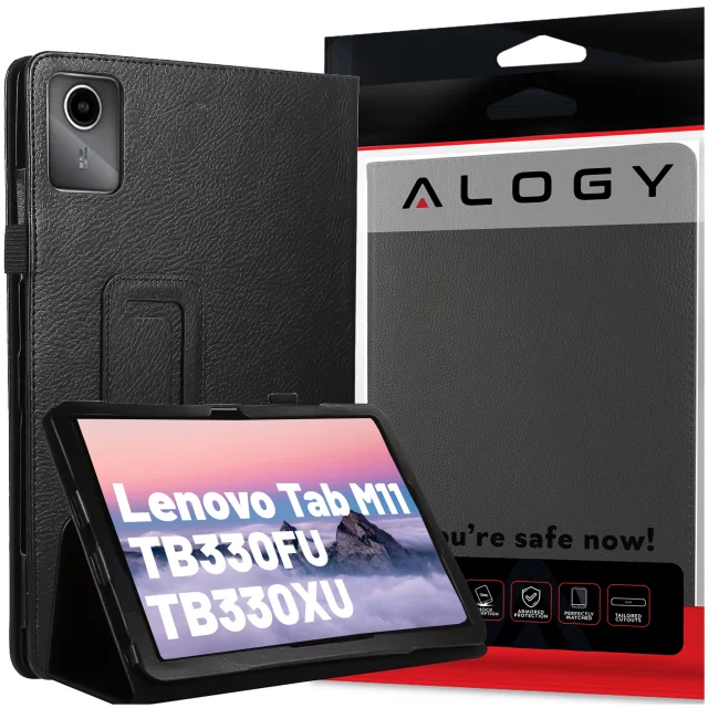 Etui do Lenovo Tab K11 K11E 11” M11 10.95" TB330FU/TB330XU/TB331FC stojak pokrowiec obudowa z klapką na tablet Case Alogy Czarne