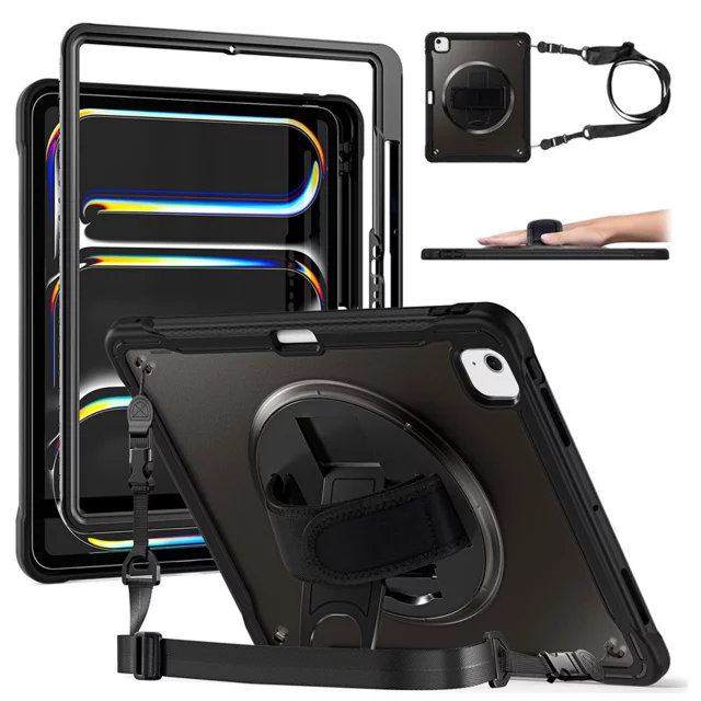 360°-Schutzhülle mit Stifthalter für Apple iPad Air 11" (2024, 2025) / Air 10,9" (2020, 2022) / Pro 11 (2018) – Alogy Pirate 360 ​​Tablet-Hülle, Schwarz