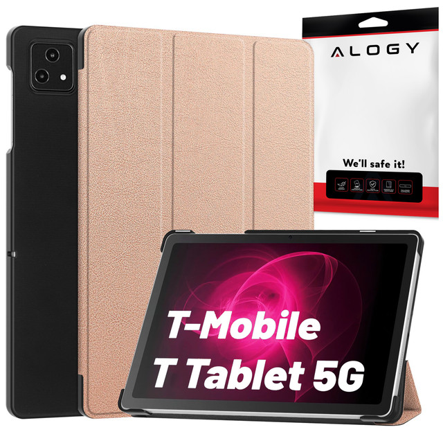 Glass Case for T-Mobile T Tablet 5G 10.36" Tablet Case Alogy Book Cover Case Rose Gold Free Stylus