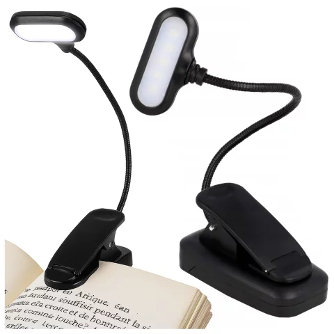 Alogy LED Clip Desk Lamp Cordless Rechargeable Reading Black