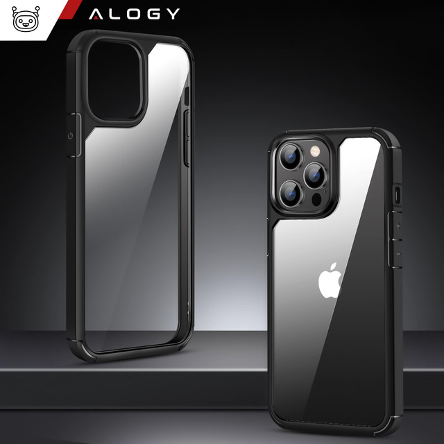 Hülle für iPhone 14 Pro Set mit 4 Brillen 5in1 gepanzert 360 Alogy Hybrid 2x Bildschirmglas 2x Linse schwarz-transparent