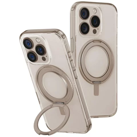 Pouzdro UNIQ Swivix s otočným stojánkem o 360 stupňů, zlaté, pro iPhone 16 Pro 6,3″