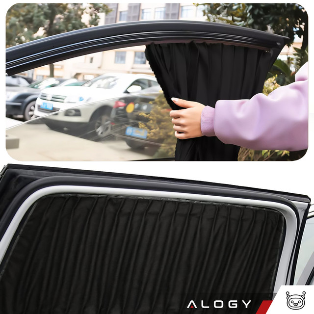 Magnetic Cover Curtain Roller Blind for Rear Side Car Windows Sun UV Protection Black [2pcs]