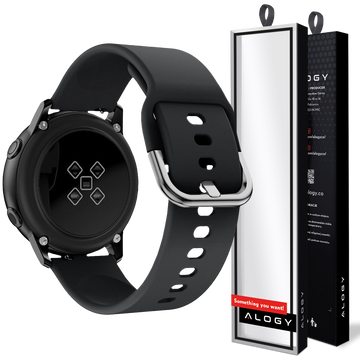 Rubber Universal Sportarmband Alogy Softband für Smartwatch 20mm Schwarz