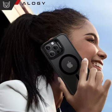 Hybridní ochranný kryt pro Apple iPhone 16 Pro Max Alogy KickStand Hybrid Case se stojánkem MagSafe, černý