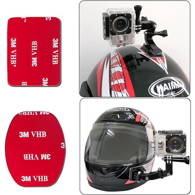 Set of flat and rounded mounting bases for GoPro, DJI Osmo Action, EKEN, SJCam, Insta360 sports cameras with 3M VHB Alogy tapes - 16 pieces