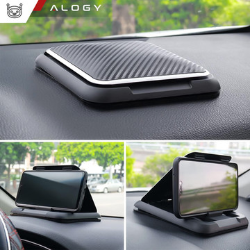 Alogy Carbon car phone holder up to 6.8 inches GPS for dashboard Black