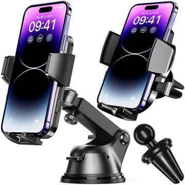 Alogy 2v1 držák telefonu na okno do auta pro mřížku palubní desky černý kabel USB-C 2,4A 1m