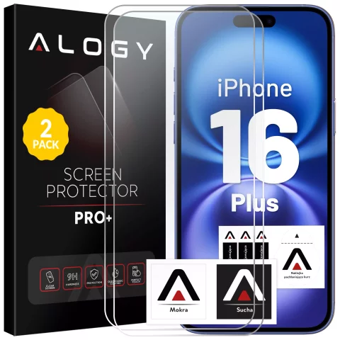 2x tvrzené sklo pro Apple iPhone 16 Plus Screen Protector 9H Alogy Heavy Pro™️ [2ks]