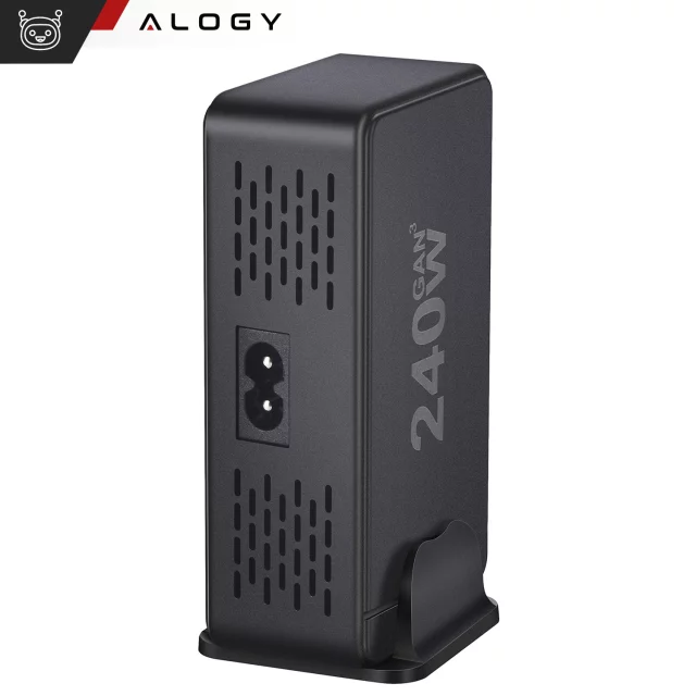 Ładowarka sieciowa 8w1 Ultra Szybka 240W GaN3 4x USB-C 4x USB Alogy Fast Charger Czarna