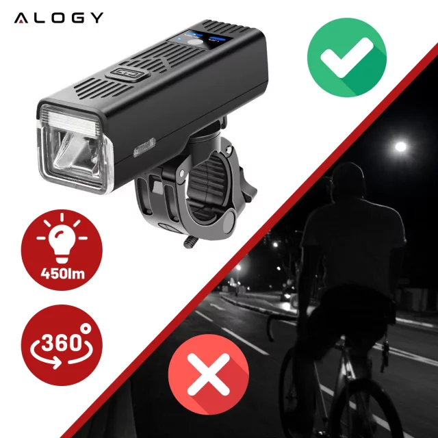 Světlo na kolo Přední LED světlo na kolo Osvětlení na kolo Vodotěsné IPX5 Alogy P12 Bike Light Black