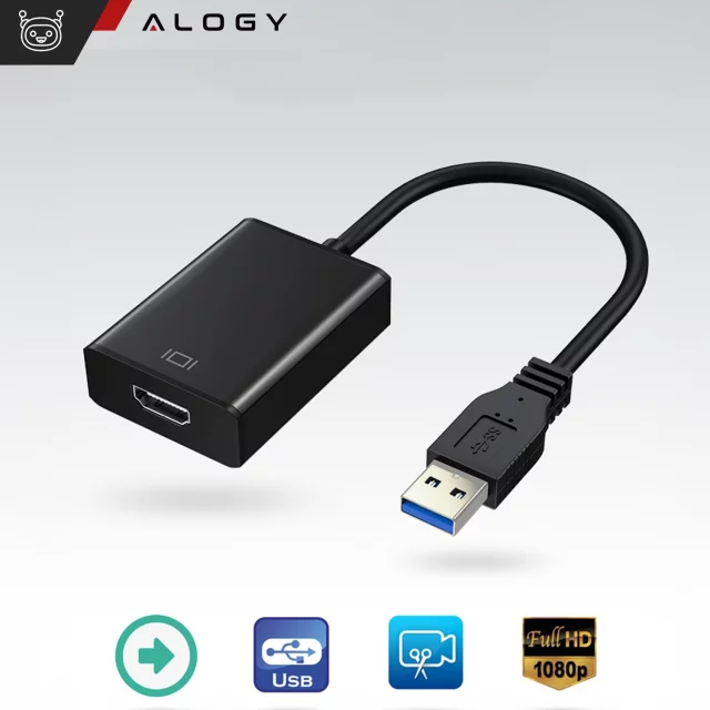 USB 3.0 to HDMI Alogy Adapter Full HD 1080P 60HZ Hub Converter Black