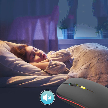 Silent Slim Mouse Alogy LED RGB podsvícená myš pro tabletový notebook Černá