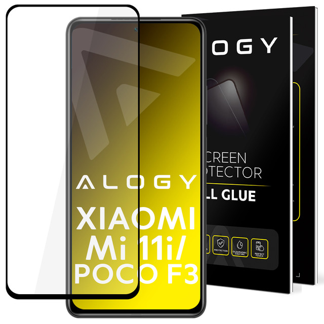 Alogy Full Glue tempered glass for case friendly case for Xiaomi Poco F3 / Mi 11i Black